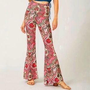 Free People Harper Bell Bottoms Paisley Pink